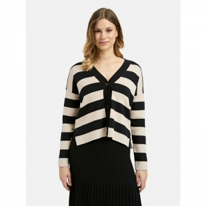 striped cardigan with placket 1605 navy print