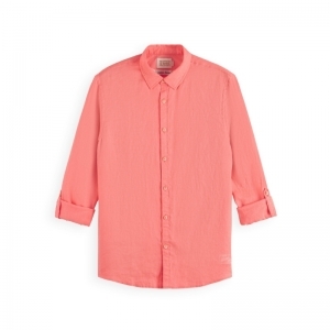 Linen shirt with roll-up 2748 Coral Reef