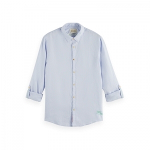 Linen shirt with roll-up 6867 Shirt Blue
