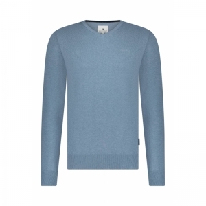 Pullover V-Neck Plain Knit 12  5600 grijsblauw
