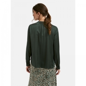 Blouse w neckpanel, V-neck, ga 708 forest