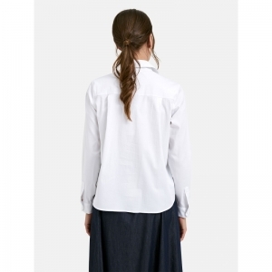 Blouse w collar + placket, che 100 white