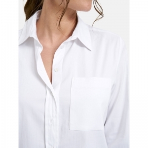 Blouse w collar + placket, che 100 white