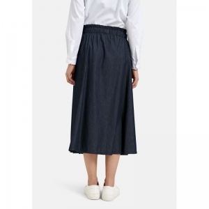 wide skirt w elastic waist and 650 dark denim