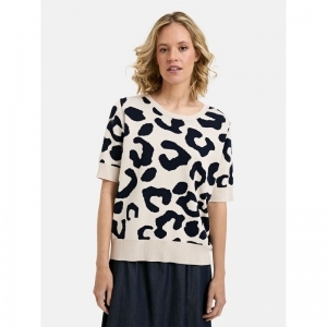 knitted shirt w roundneck and  1605 navy print