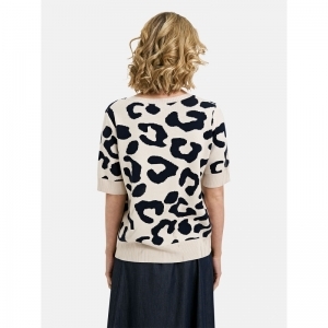 knitted shirt w roundneck and  1605 navy print