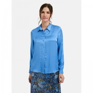 Blouse w collar and placket +  698 neon blue