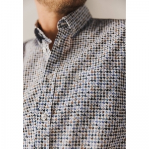 Shirt LS Print Poplin          1157 wit/kobalt