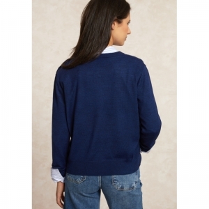 CREW NECK BTN SHOULDER SWT LS IN INDIGO