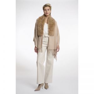 Cape with fur details Beige