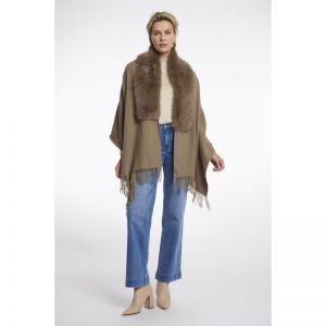 Cape with fur details Toffee