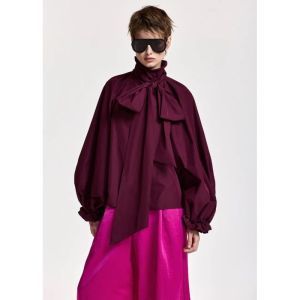 KEILY PUSSY BOW TIE TOP WN10 Wine Not
