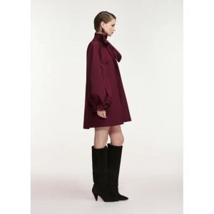 KHAI PUSSY BOW TIE MINIDRESS WN10 Wine Not