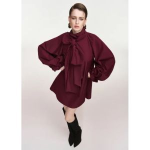 KHAI PUSSY BOW TIE MINIDRESS WN10 Wine Not