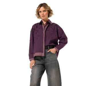 Hemdblouse in katoen met paill 45 Plum