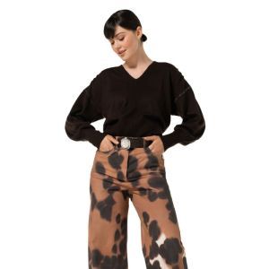 Fijngebreide pull met strassde 30 Coffee