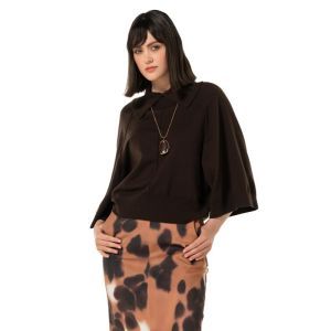 Korte pull met kimono mouw 30 Coffee