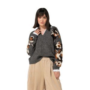 Winterse pull met bloemdetail 39 Multi Color