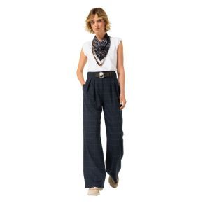 Elegante broek met subtiele ru 21 Midnight Blu