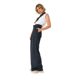 Elegante broek met subtiele ru 21 Midnight Blu