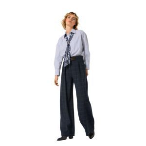 Elegante broek met subtiele ru 21 Midnight Blu