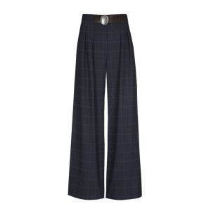 Elegante broek met subtiele ru 21 Midnight Blu