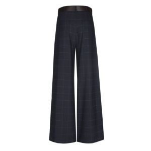 Elegante broek met subtiele ru 21 Midnight Blu
