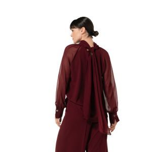 Geklede tuniek met rugdetail 51 Wine Red