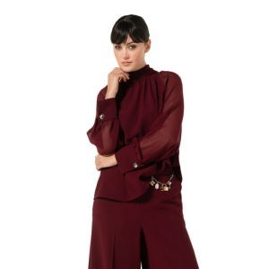 Geklede tuniek met rugdetail 51 Wine Red