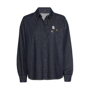 Denimblouse met studs 23 Jeans Dark B