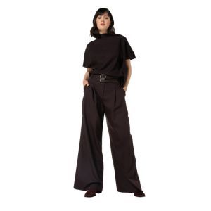Elegante broek met dubbele rie 53 Eggplant