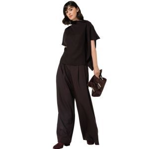 Elegante broek met dubbele rie 53 Eggplant