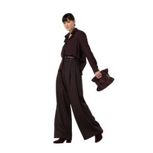 Elegante broek met dubbele rie 53 Eggplant