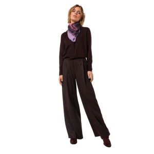 Fijngebreide pull met knoopslu 53 Eggplant