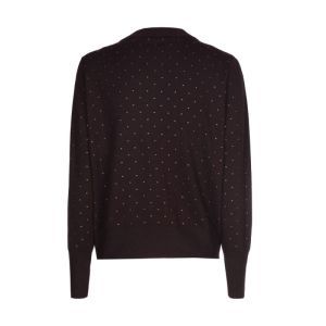 Fijngebreide pull met knoopslu 53 Eggplant