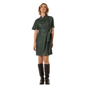 Korte jurk in vegan leather 61 Green