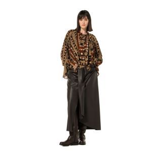 Midi-rok in vegan leather 30 Coffee