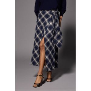 ATLANTA LONG Skirt 111 Navy checks