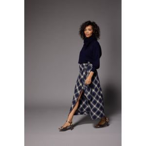 ATLANTA LONG Skirt 111 Navy checks