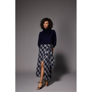 ATLANTA LONG Skirt 111 Navy checks