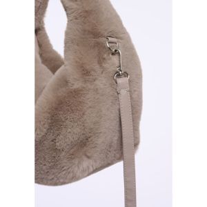 Small faux fur crossbody bag Mocha latte