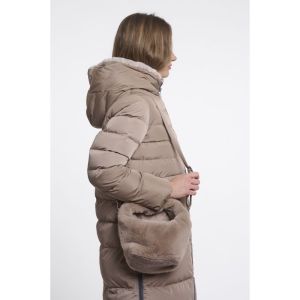 Small faux fur crossbody bag Mocha latte