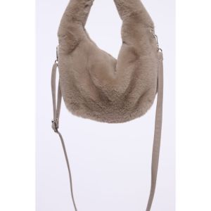 Small faux fur crossbody bag Mocha latte