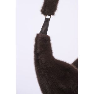 Faux fur crossbody bag Coffee roast