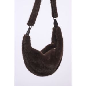 Faux fur crossbody bag Coffee roast