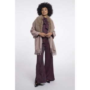 Cape with faux fur Mocha latte
