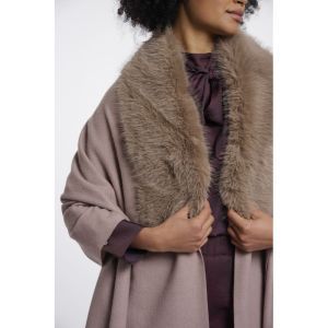 Cape with faux fur Mocha latte