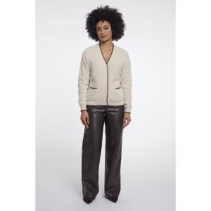 Knitted cardigan with button c Birch coffee