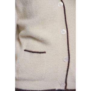 Knitted cardigan with button c Birch coffee