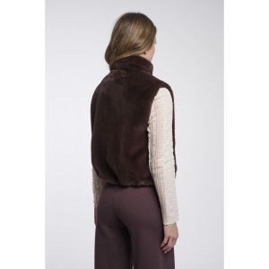 Short faux fur waistcoat Coffee roast